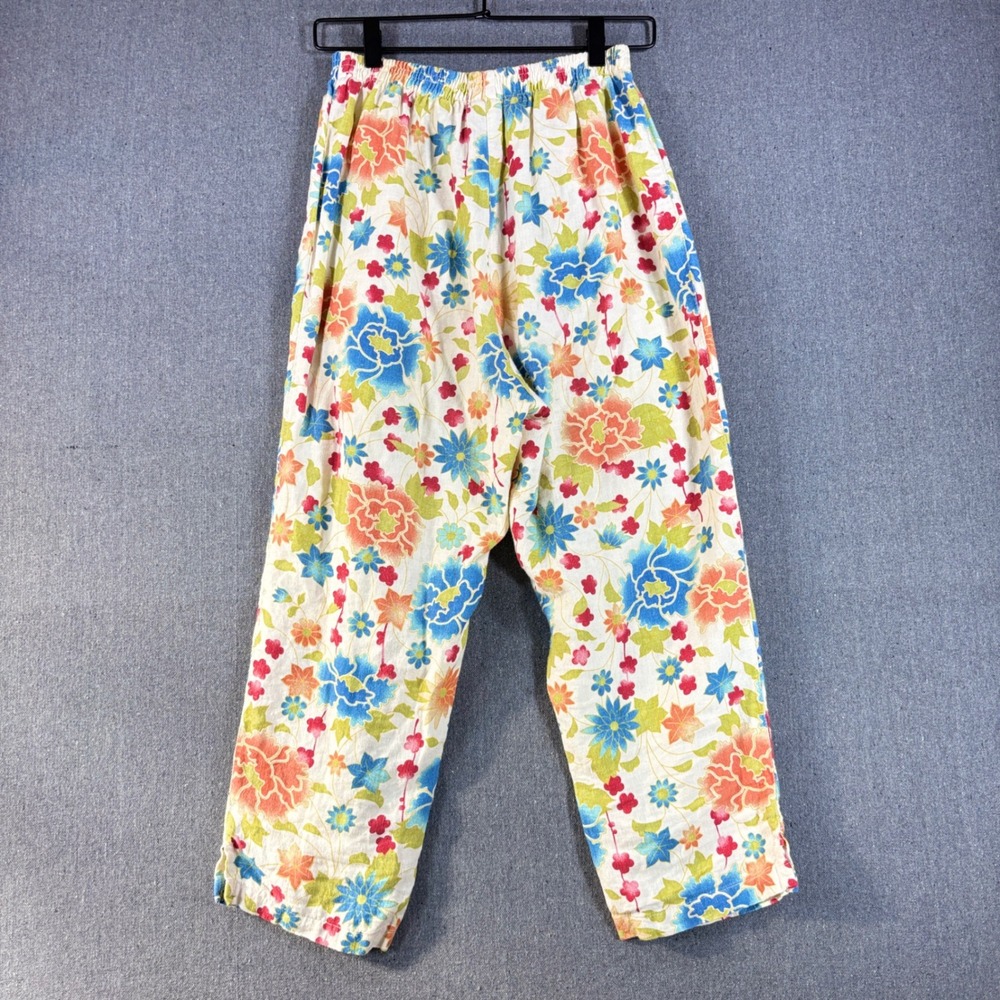 Click Color Me Cotton VNTG Pants Women S Multi-Color Floral Linen Made in USA